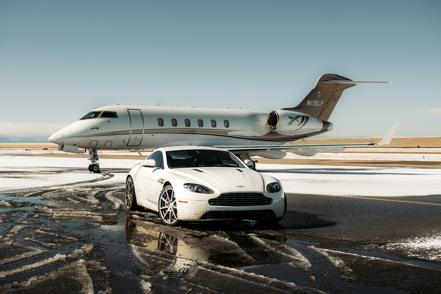 A client stepping from a private jet into a waiting Serene vehicle